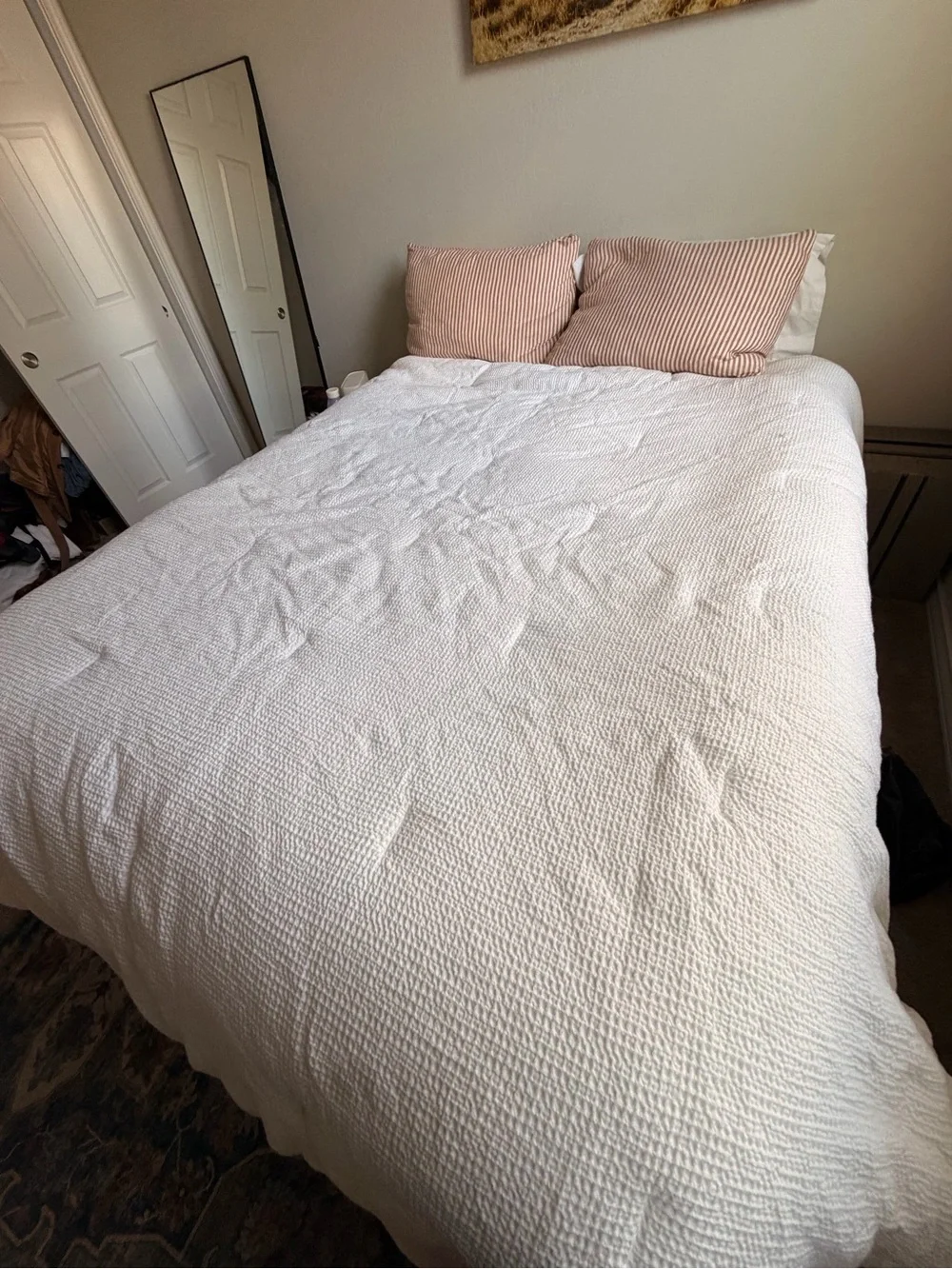 Threshold White Waffle-Texture Comforter Set with Blue Accent Pillow